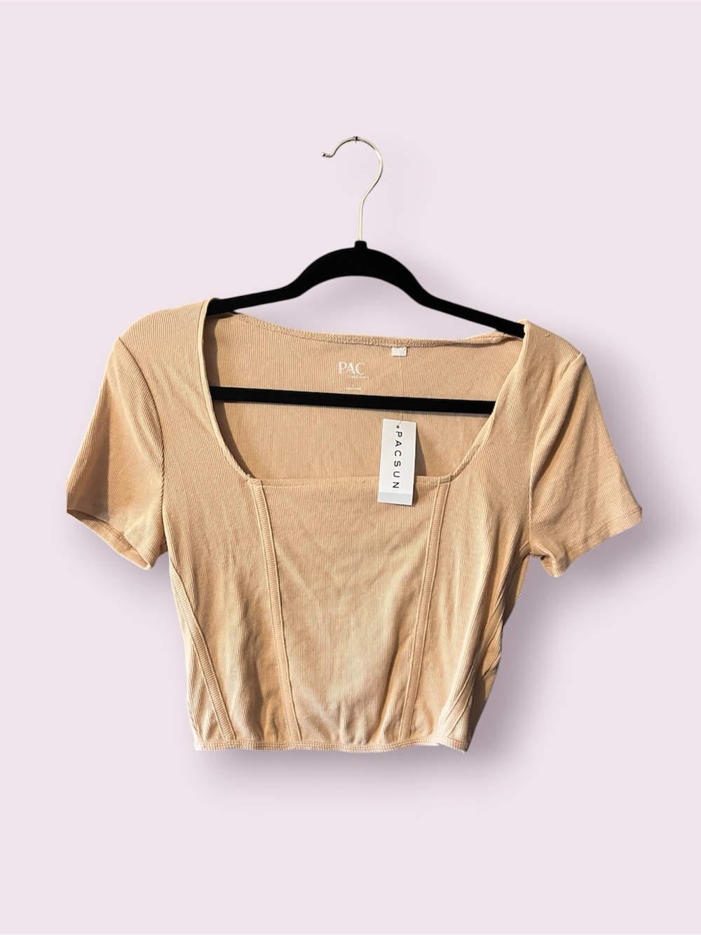 PacSun Ribbed Tan Crop Top Tee | NWT